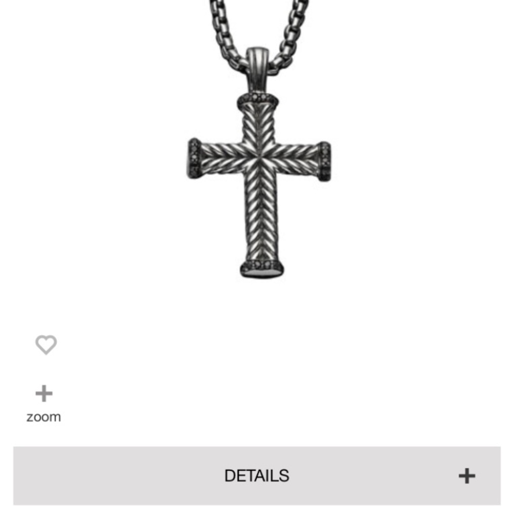 David Yurman Silver chevron cross w black diamonds